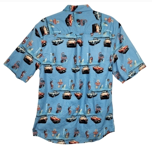 Clearwater Outfitters Route 66 Corvette Blue Button Down Shirt Size Medium - Picture 3 of 7